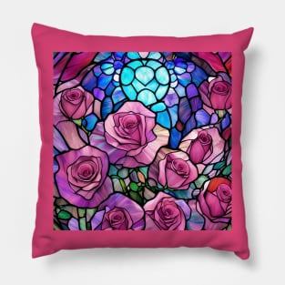 Stained Glass Roses Pillow