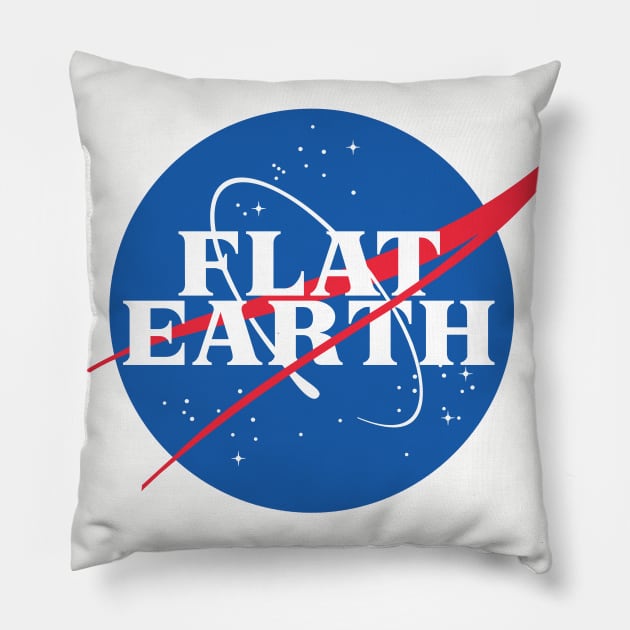 Nasa / Flat Earth Logo Tribute/Parody Design Pillow by DankFutura