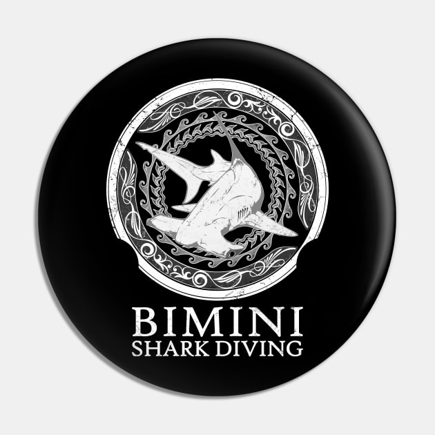 Hammerhead Shark Diving Bimini Pin by NicGrayTees