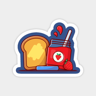 Toast Bread With Strawberry Jam Cartoon Vector Icon Illustration Magnet