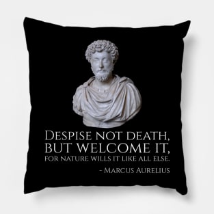 Despise not death, but welcome it, for nature wills it like all else. - Marcus Aurelius Pillow