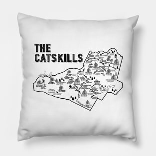 The Catskills Map Art Pillow