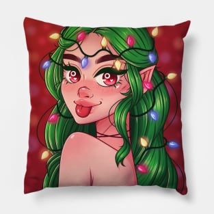 Christmas Lights Girl Pillow