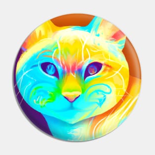 Cat Portrait with Gradient Color Design Pin