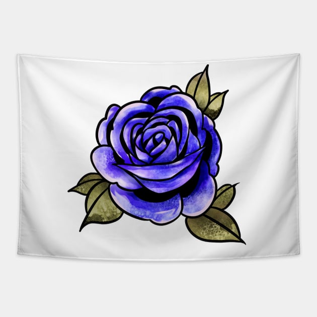 Watercolor blue rose Tapestry by harrison gilber
