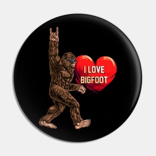 I Love Bigfoot Valentines Day Shirt Funny Heart Sasquatch Pin