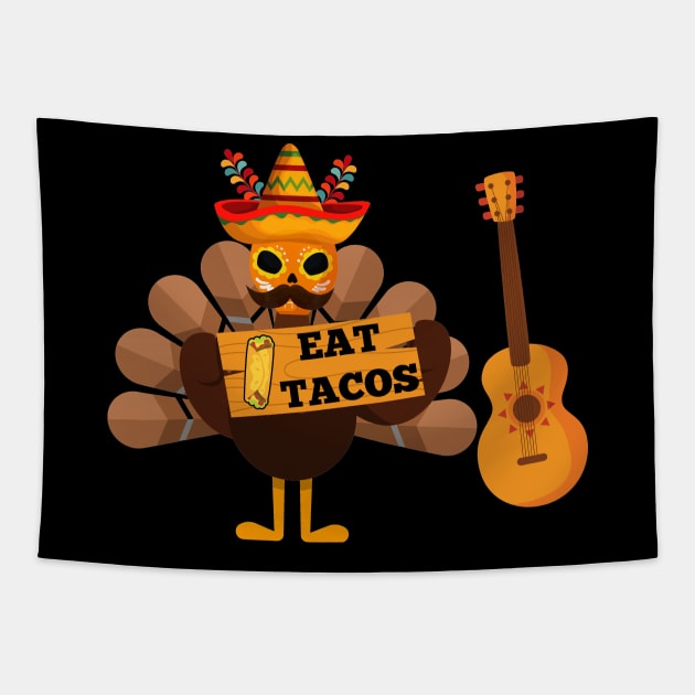 Thanksgiving turkey eat tacos Tapestry by Flipodesigner