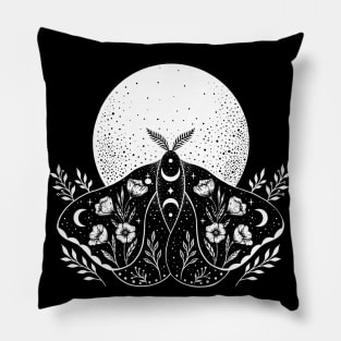 Luna and Moth - Black Pillow