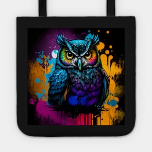 Cosmic Owl Splatter Paint Tote