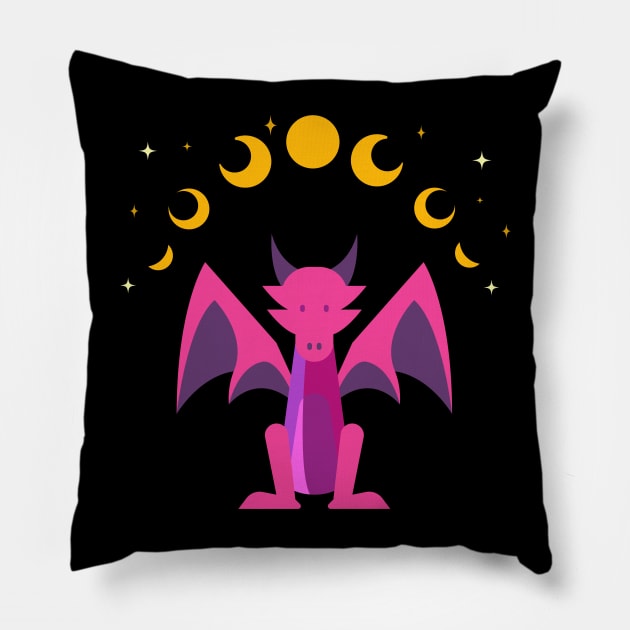 Geometric dragon under the moon. Pillow by DQOW