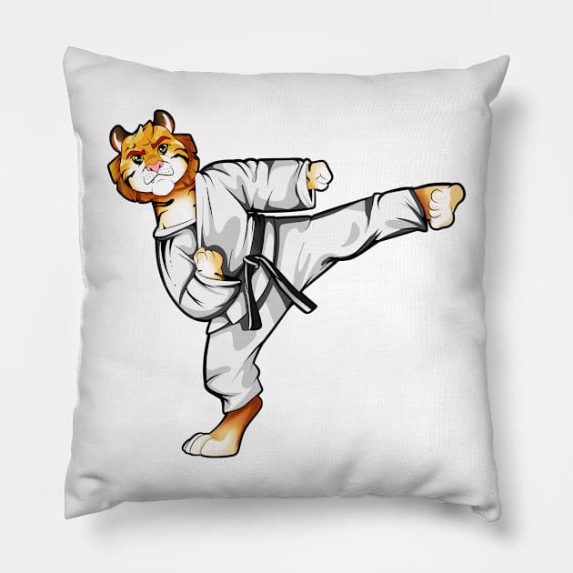 Cartoon Tiger does Tang Soo Do Pillow by Modern Medieval Design