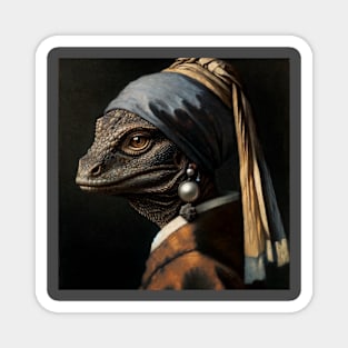 Wildlife Conservation - Pearl Earring Komodo Dragon Meme Magnet