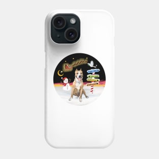 Brown and White PitBull Watches Santa Take Off Phone Case