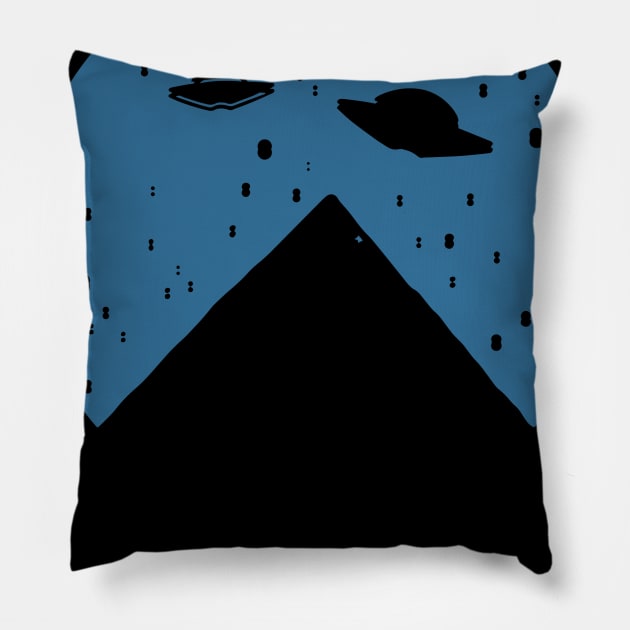 UFO Pyramid Alien Ancient Egyptian Conspiracy Theory Gift Pillow by Riffize