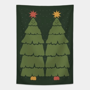 Smiling Christmas Trees Tapestry