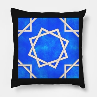 Octagrams on Blue Clouds Pattern Pillow