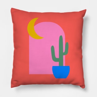 Boho Cactus and Moon Shapes Pillow