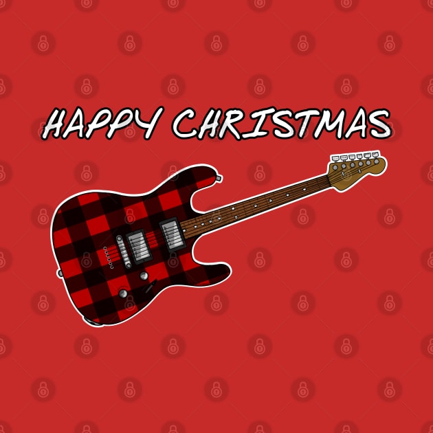 Happy Christmas Plaid Electric Guitar For Guitarists by doodlerob