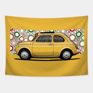 The cutest small car ever with italian pop background Tapestry