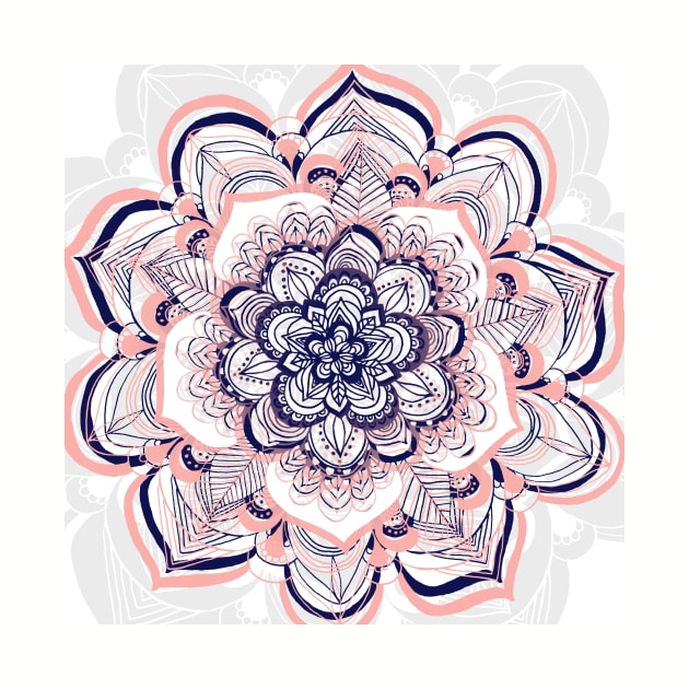 Woven Dream - Pink, Navy & White Mandala Mask by tangerinetane