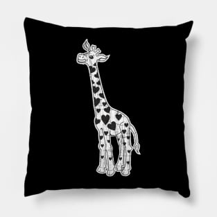 Cute Funny Giraffe With Hearty Fur Pattern Pillow