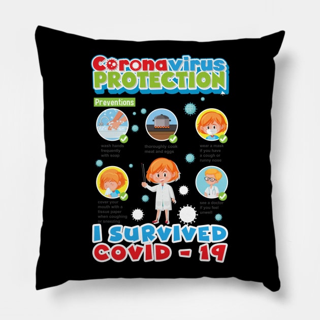 I Survived Covid 19 , Servive Design Pillow by Vaolodople