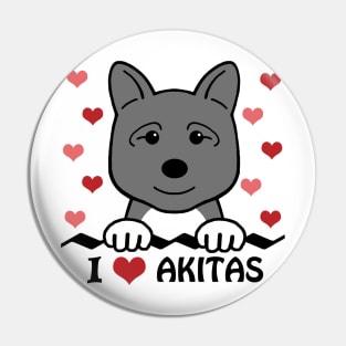 I Love Akitas Pin