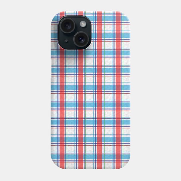 Red and Blue Madras Style Pattern Phone Case by Brobocop