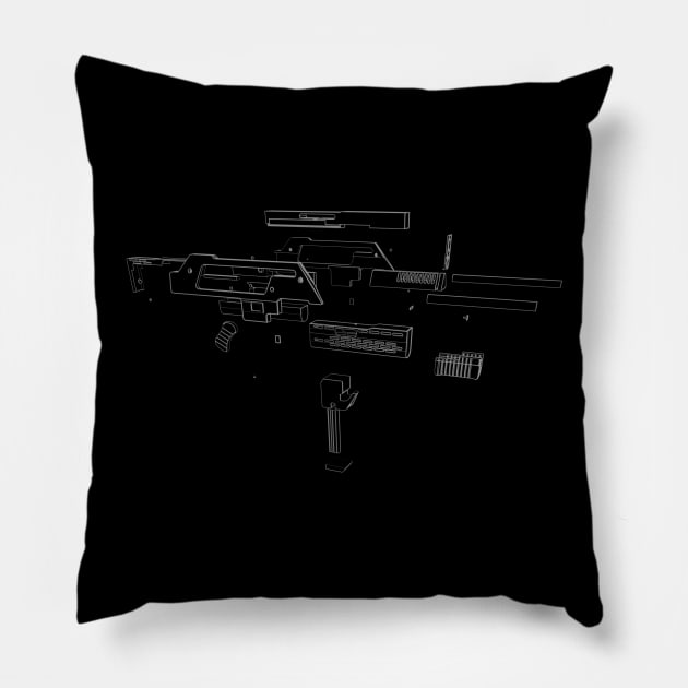 M41-A Pulse Rifle Exploded Pillow by Raleigh Stewart