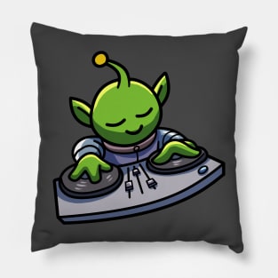 DJ Alien Green Pillow