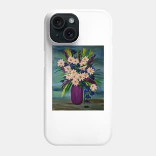 A lovely mixed of colorful flowers in a metallic purple vase Phone Case