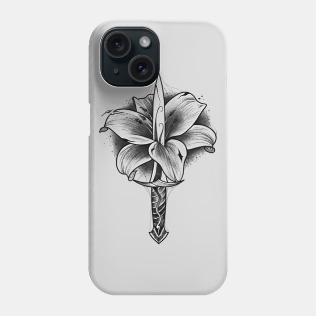 Dagger and Lily (black version) Phone Case by Gmonster