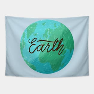 Earth Illustration Hand drawn Tapestry