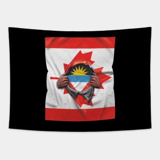 Antigua & Barbuda Flag Canadian Flag Ripped - Gift for Antiguan & Barbudan From Antigua & Barbuda Tapestry