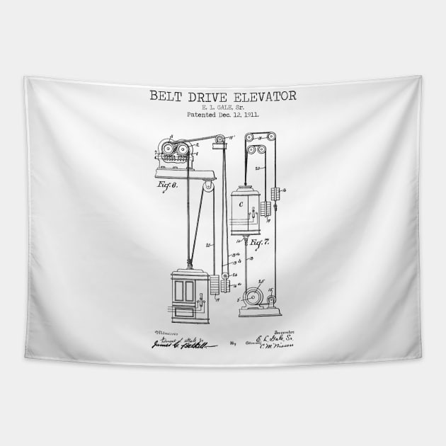 ELEVATOR patent Tapestry by Dennson Creative