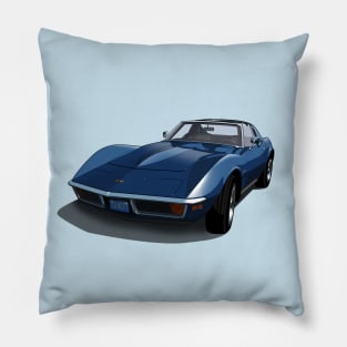 1970 Corvette Stingray in Bridgehampton Blue Pillow