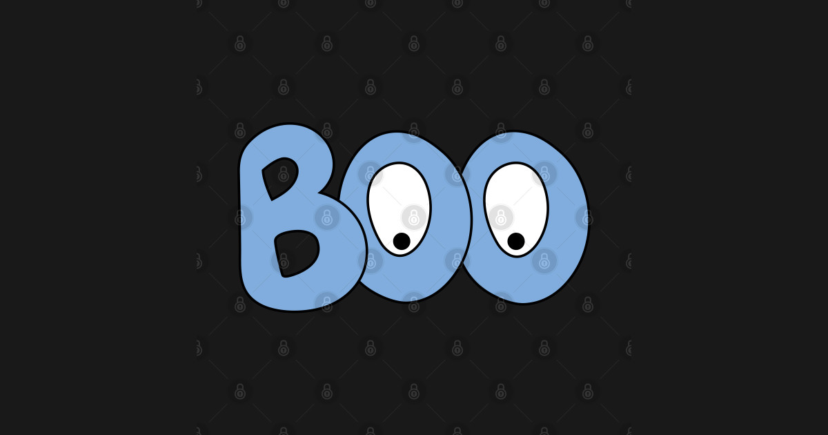 BOO text art cartoon eyes blue bubble letters Boo Text Art Halloween