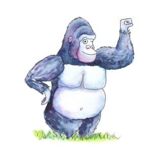 Gorilla cartoon watercolour illustration T-Shirt