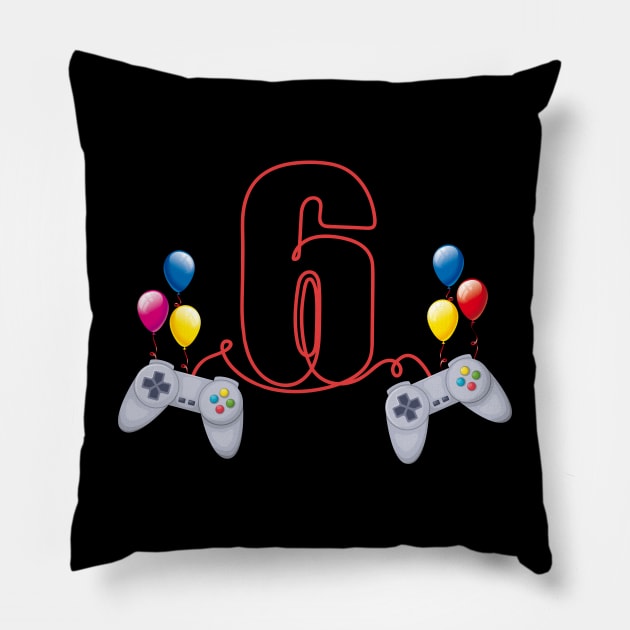 6th Birthday Boy Toddlers Video Gamer Store Pillow by Msafi