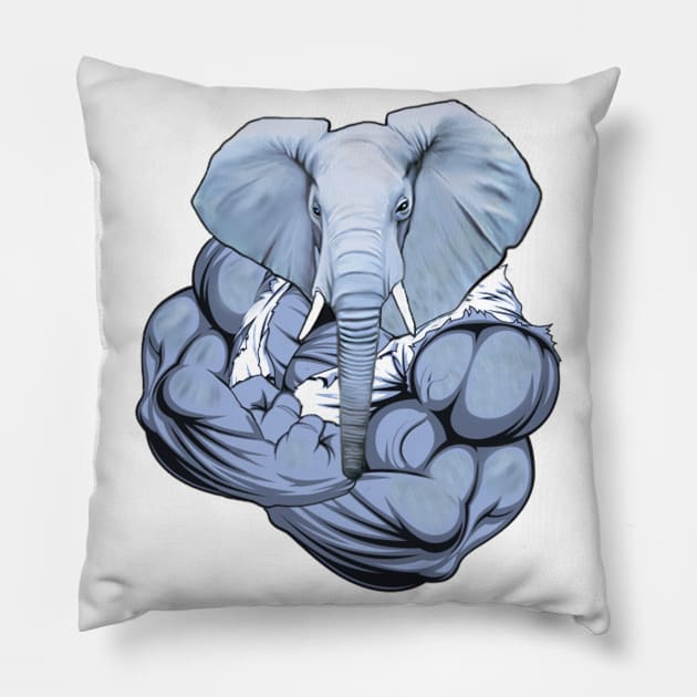 Gym Fitness Elephant Training Motivation Pillow by yamiston