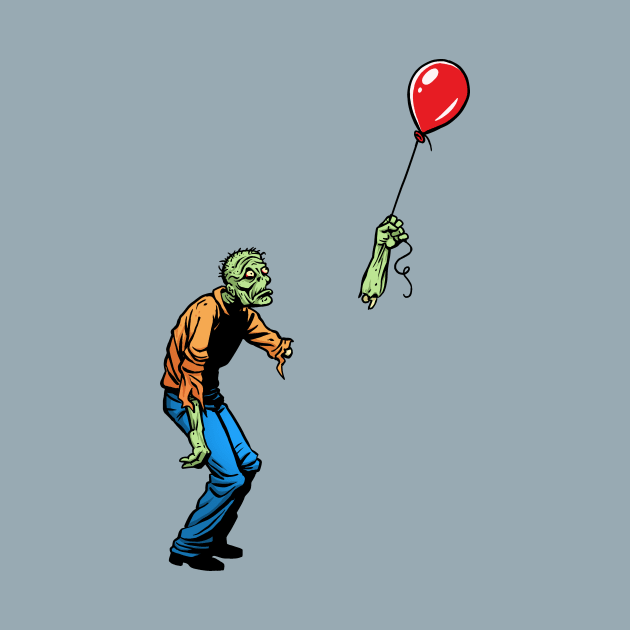 Sad Zombie and Balloon by Angel Robot