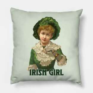 Irish Girl / Vintage Style Illustration Design Pillow