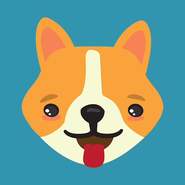 Cute Kawaii Corgi Puppy Dog Face Kid Design by Uncle Fred Design