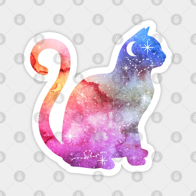 Colorful Galaxy Cat Magnet by ilustraLiza