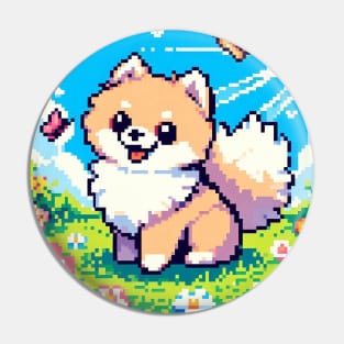 Pixel Pomeranian Art Pin