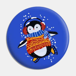 Kawaii little Ice Skating Penguin Pin