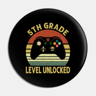 5th Grade Level Unlocked First Day of School Video Gamer Pin