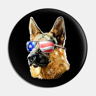 Patriotic German Shepherd American Flag Sunglasses Pin