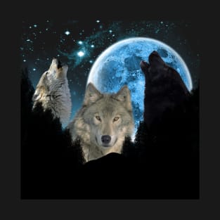 Wolves Twilight Blue Moon T-Shirt