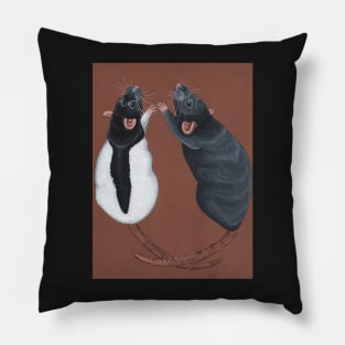 Two Rats Reaching Upward Pillow